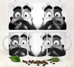Animated Character Design on Coffee Mugs and Tray