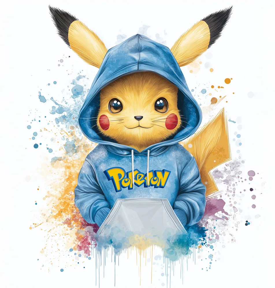 Pikachu in Blue Pokemon Hoodie Digital Art