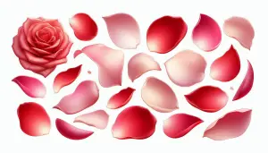 Red and Pink Rose Petals with a Full Rose