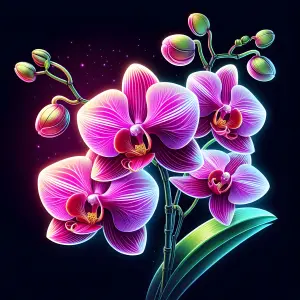 Vibrant Neon Phalaenopsis Orchid Flowers on Dark Background