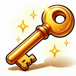 Golden Key Icon with Sparkles