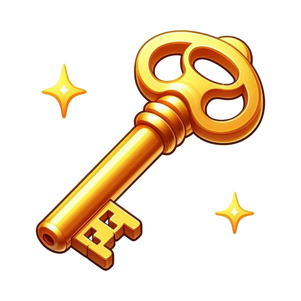 Golden Vintage Key with Sparkles