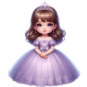 Cute Little Girl in Lavender Princess Dress with Tiara