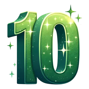 Glowing Sparkling Number 10 in Green