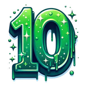 Green Dripping Number 10 with Sparkles