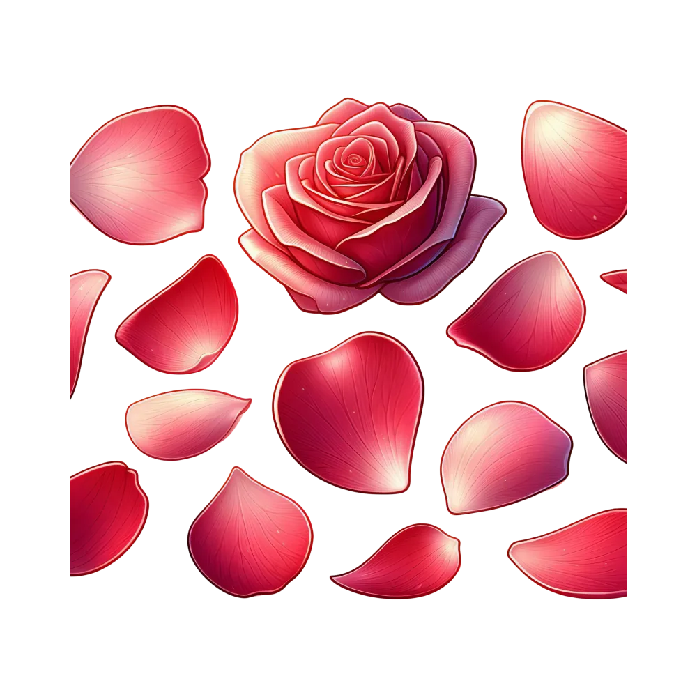 Red Rose with Detached Petals PNG