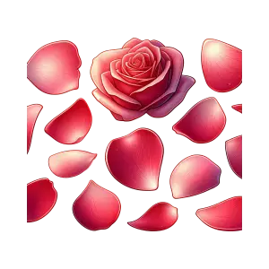 Red Rose with Detached Petals PNG
