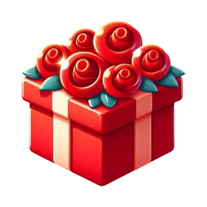 Red Gift Box with Glossy Roses