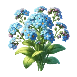 Blue Forget-Me-Not Flowers with Green Leaves