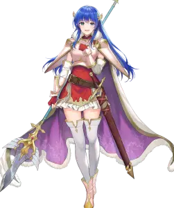Female Fantasy Warrior with Blue Hair and Spear