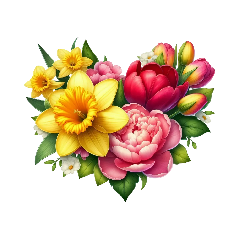 Bright Mixed Flower Bouquet with Daffodils and Peonies