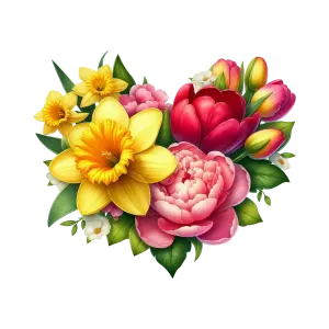 Bright Mixed Flower Bouquet with Daffodils and Peonies