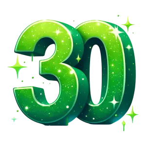 3D Glittering Green Number 30 Graphic