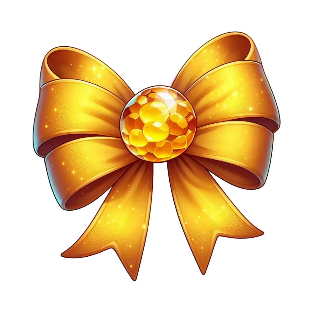 Golden Decorative Bow with Gem Center