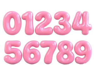 Glossy Pink Balloon Numbers 0 to 9