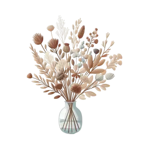 Dried Floral Bouquet in Glass Vase