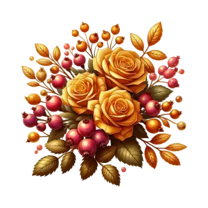 Autumn Arrangement with Orange Roses and Berries