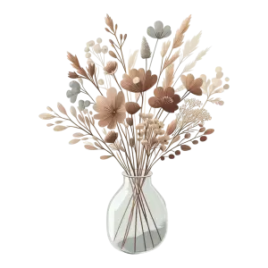 Dried Floral Bouquet in Glass Vase