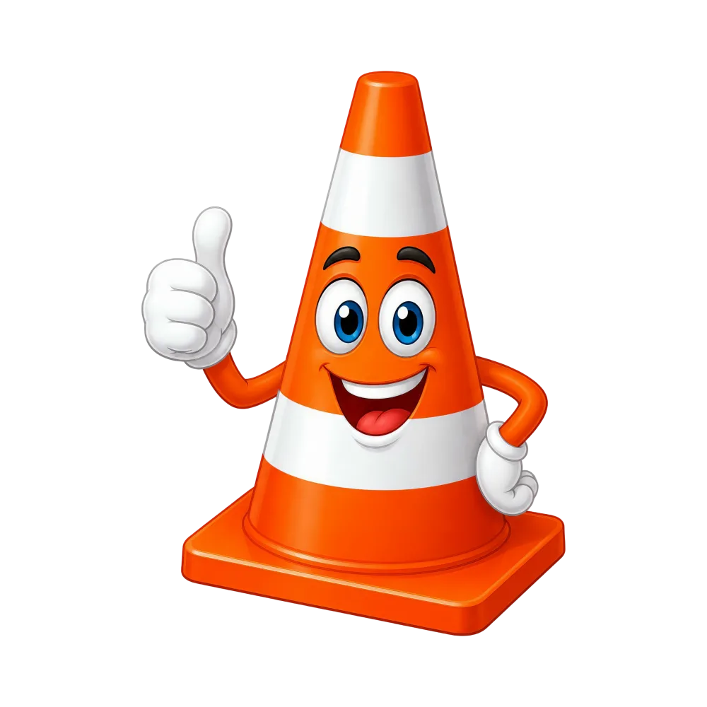 Animated Happy Traffic Cone Cartoon Character Giving Thumbs Up