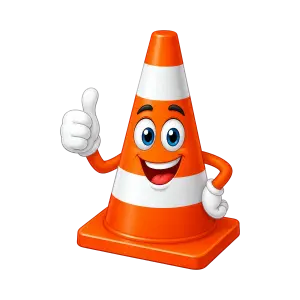 Animated Happy Traffic Cone Cartoon Character Giving Thumbs Up