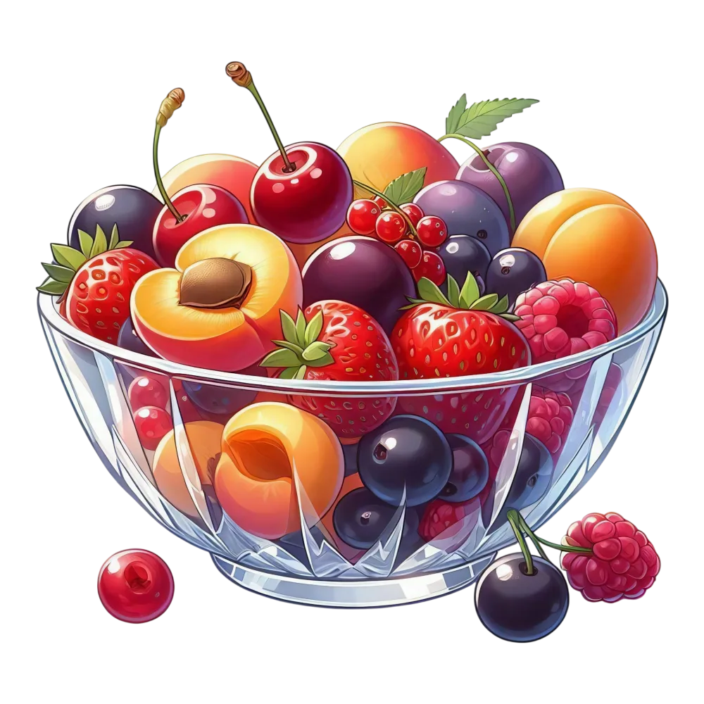 Crystal Bowl Filled with Assorted Fresh Summer Fruits
