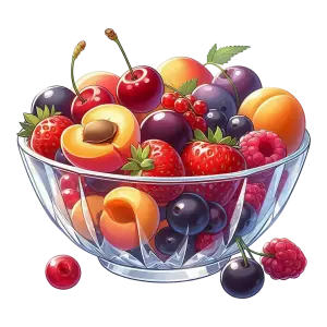 Crystal Bowl Filled with Assorted Fresh Summer Fruits