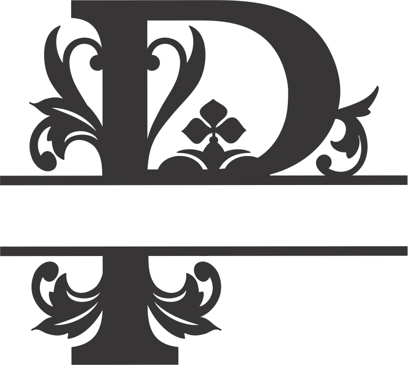 Elegant Letter D with Floral Decorative Frame