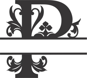 Elegant Letter D with Floral Decorative Frame