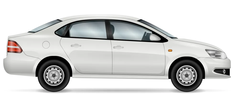 White Compact Sedan Car Side View