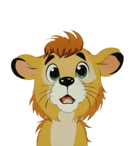 Cartoon Baby Lion Character with Big Eyes