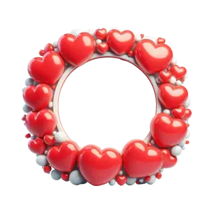 3D Red Heart Frame with White Background