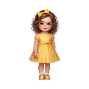 Cute Toddler Girl in Yellow Dress with Bow
