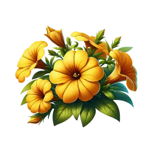 Vibrant Yellow Petunia Flowers with Green Leaves