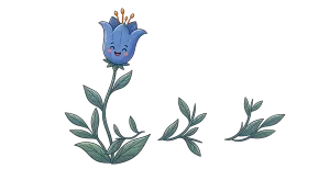 Happy Cartoon Blue Tulip Flower with Green Leaves PNG