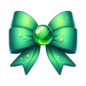 Decorative Green Bow with Gemstone Center