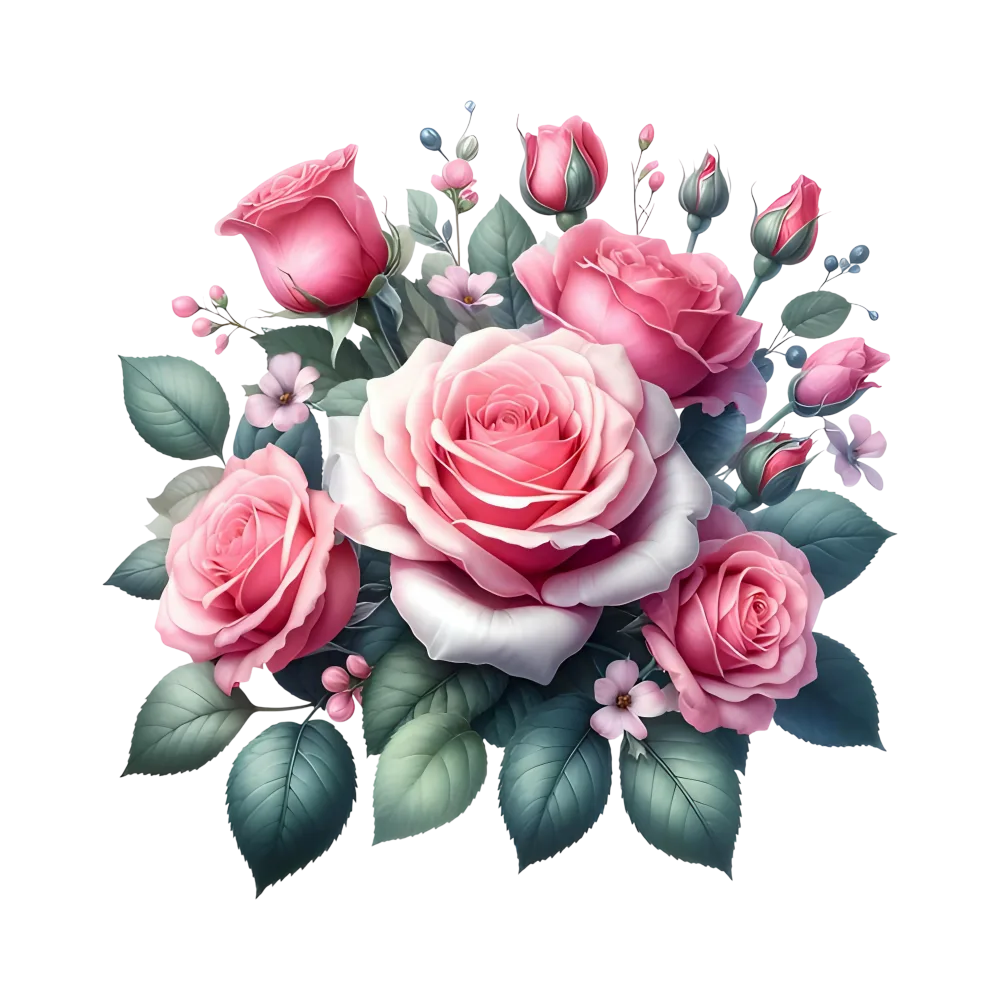 Pink Roses Floral Bouquet PNG
