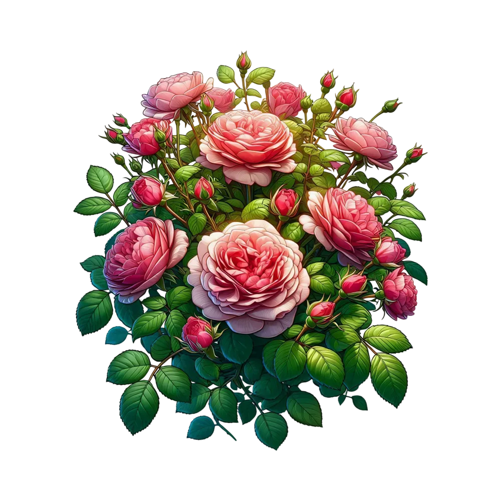 Bouquet of Pink Roses with Leaves