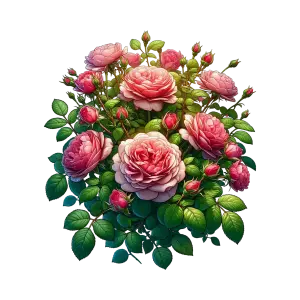 Bouquet of Pink Roses with Leaves