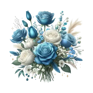 Elegant Blue and White Rose Bouquet with Accent Flowers
