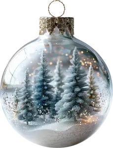 Christmas Ornament with Snowy Pine Trees Inside