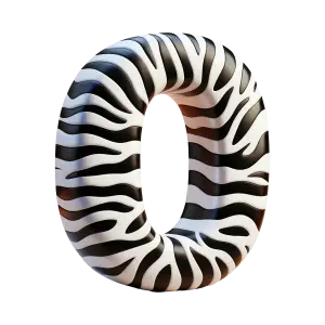 3D Zebra Print Number Zero