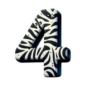 Number 4 with Zebra Print Pattern