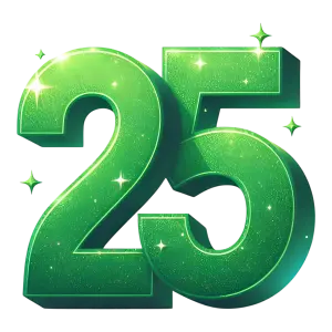 Green Sparkling Number 25 Illustration