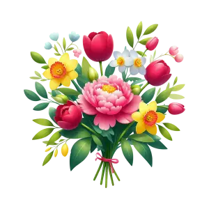 Colorful Bouquet of Various Spring Flowers