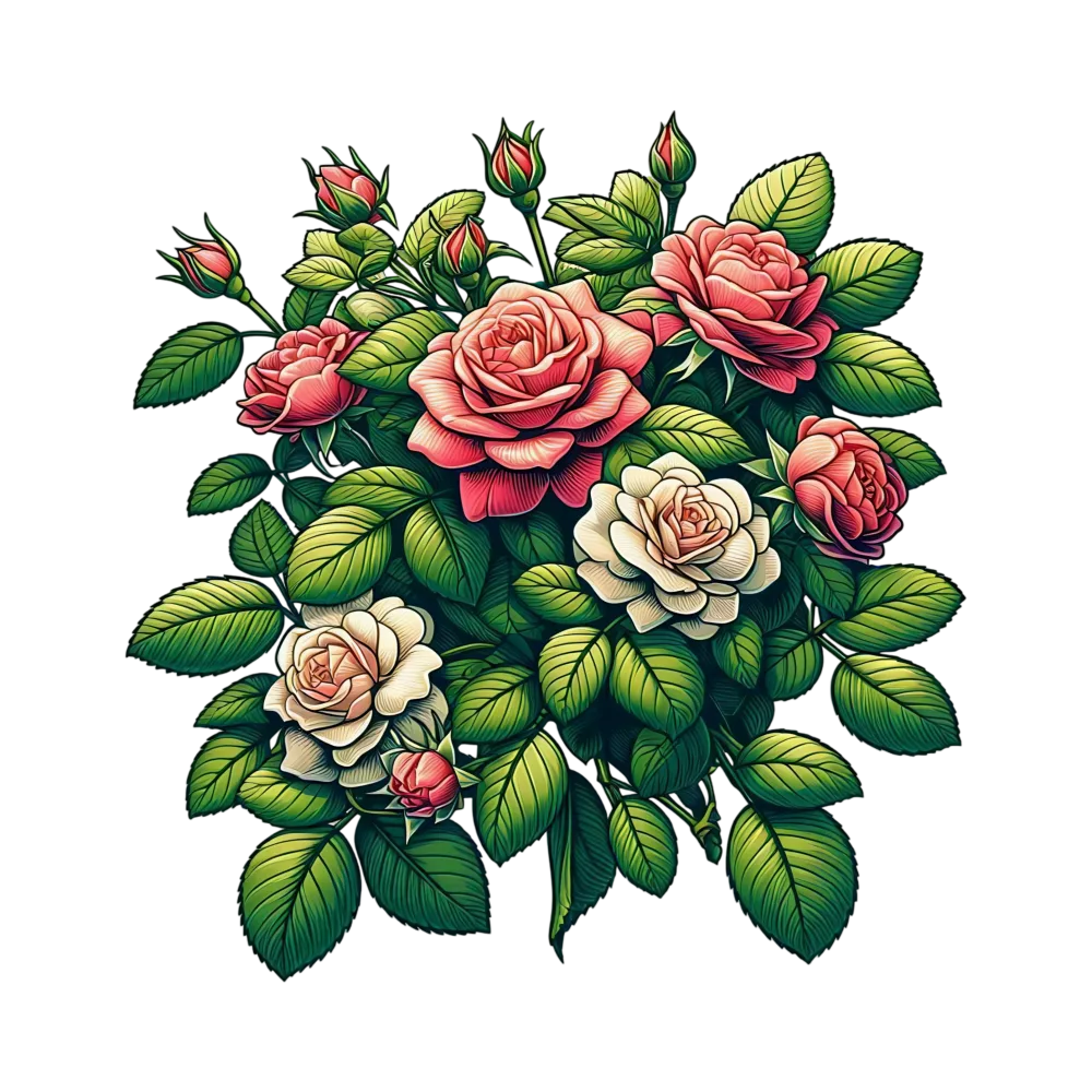 Pink and White Rose Bouquet with Green Leaves