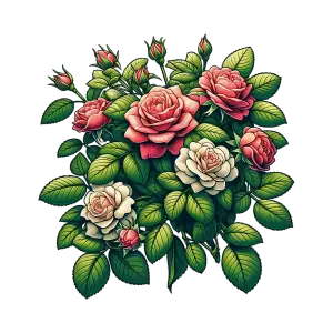 Pink and White Rose Bouquet with Green Leaves