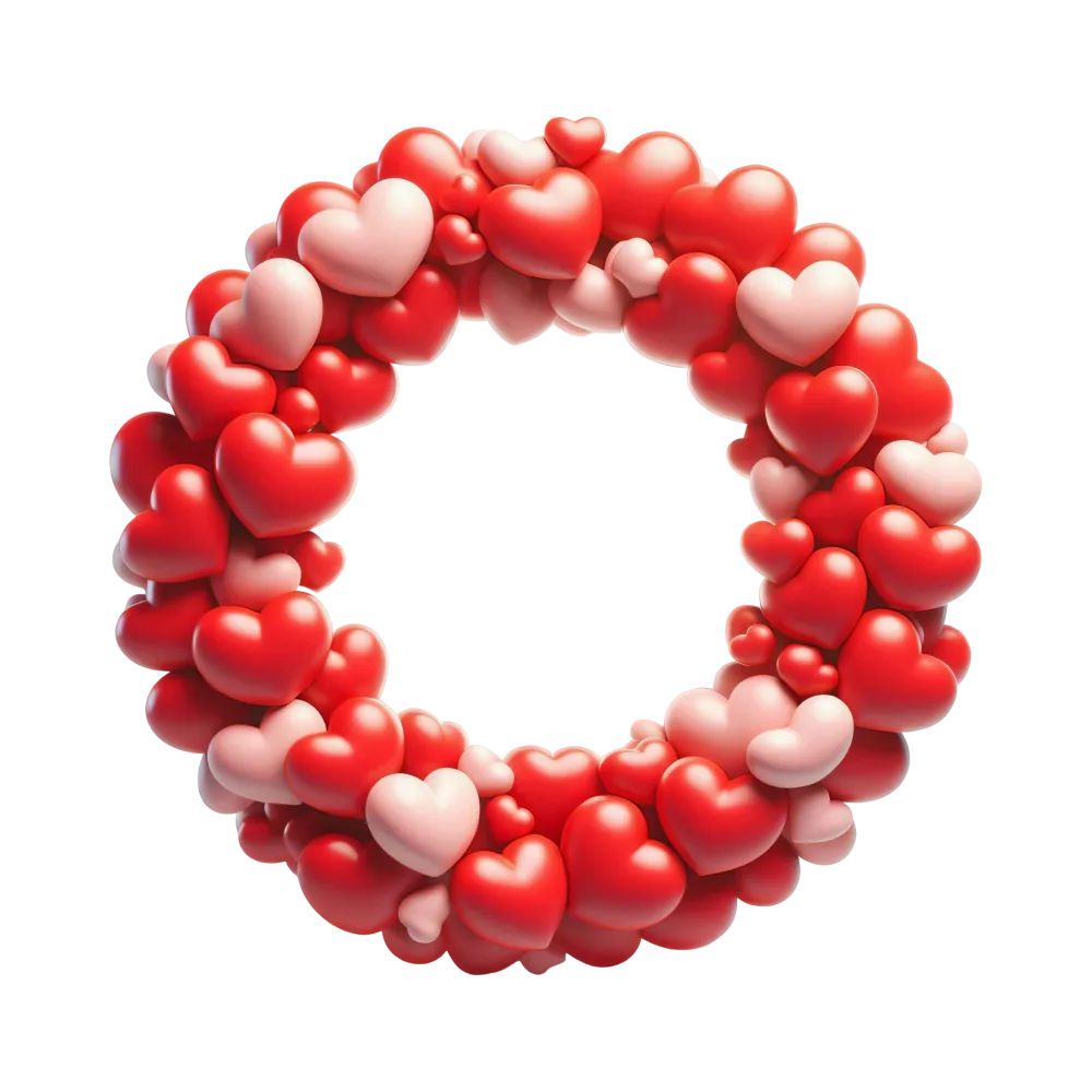 3D Heart Wreath with Red and Pink Hearts