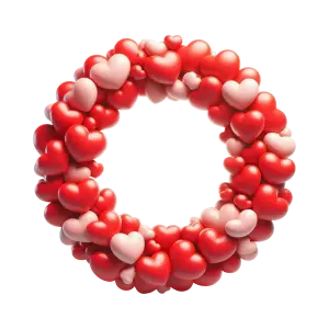 3D Heart Wreath with Red and Pink Hearts