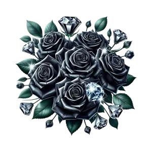 Black Roses with Diamond Accents Digital Illustration