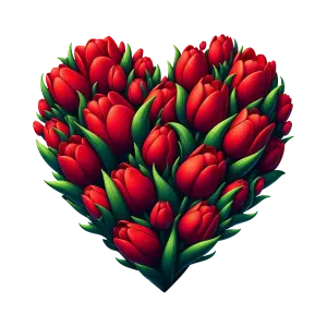 Heart Shape Made of Red Tulip Flowers
